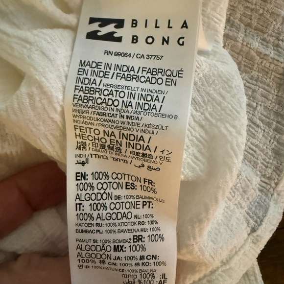 BILLABONG READY FOR SUN BEACH COVER-UP DRESS SALT CRYSTAL - WOMENS XS/6 NWT - Picture 6 of 6